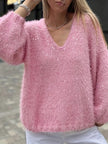 Sparkling Fuzzy V-Neck Knit Top  Style Ratio