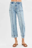 RISEN High Rise Crop Wide Front Seam Detailed Jeans  Style Ratio