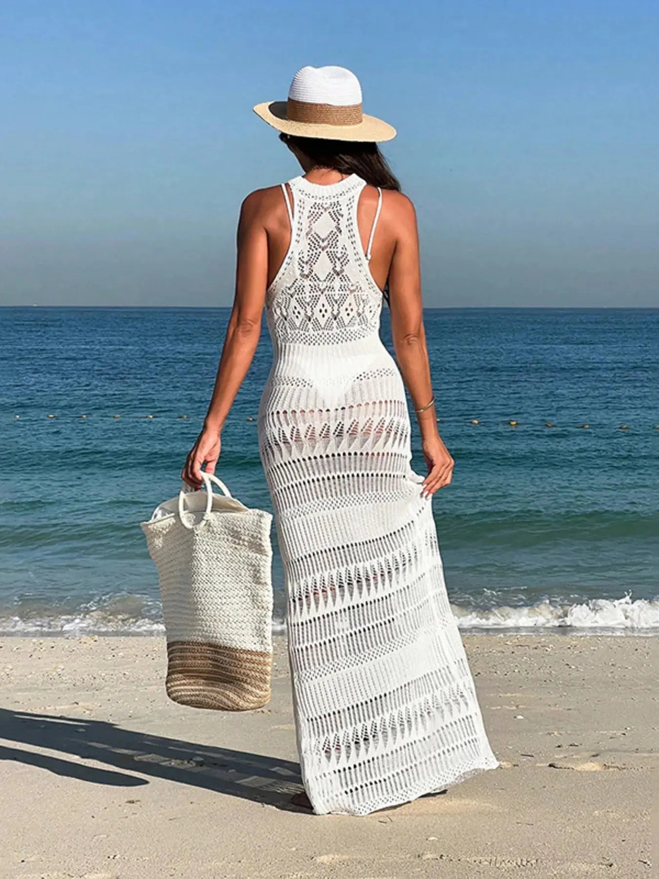 Crochet Sleeveless Split Cover-Up  Style Ratio