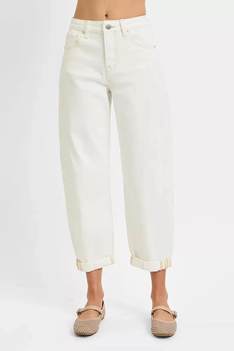 RISEN Full Size High Rise Barrel Cropped Jeans  Style Ratio