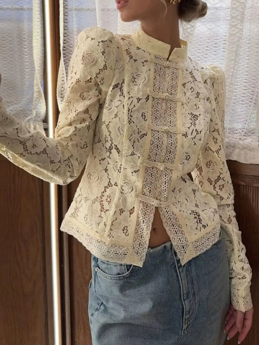 Lace Button-Up Shirt  Style Ratio