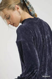 Umgee Velour Crewneck Balloon Sleeve Sweatshirt  Style Ratio