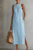 Sleeveless Side Slit Dress with Pockets  Style Ratio
