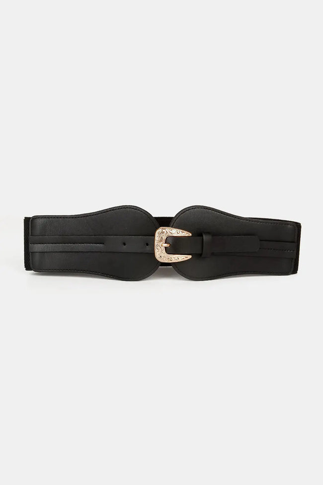 Wide Elastic Belt with Alloy Buckle  Style Ratio
