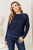 Basic Bae Long Raglan Sleeve Round Neck Sweatshirt  Style Ratio