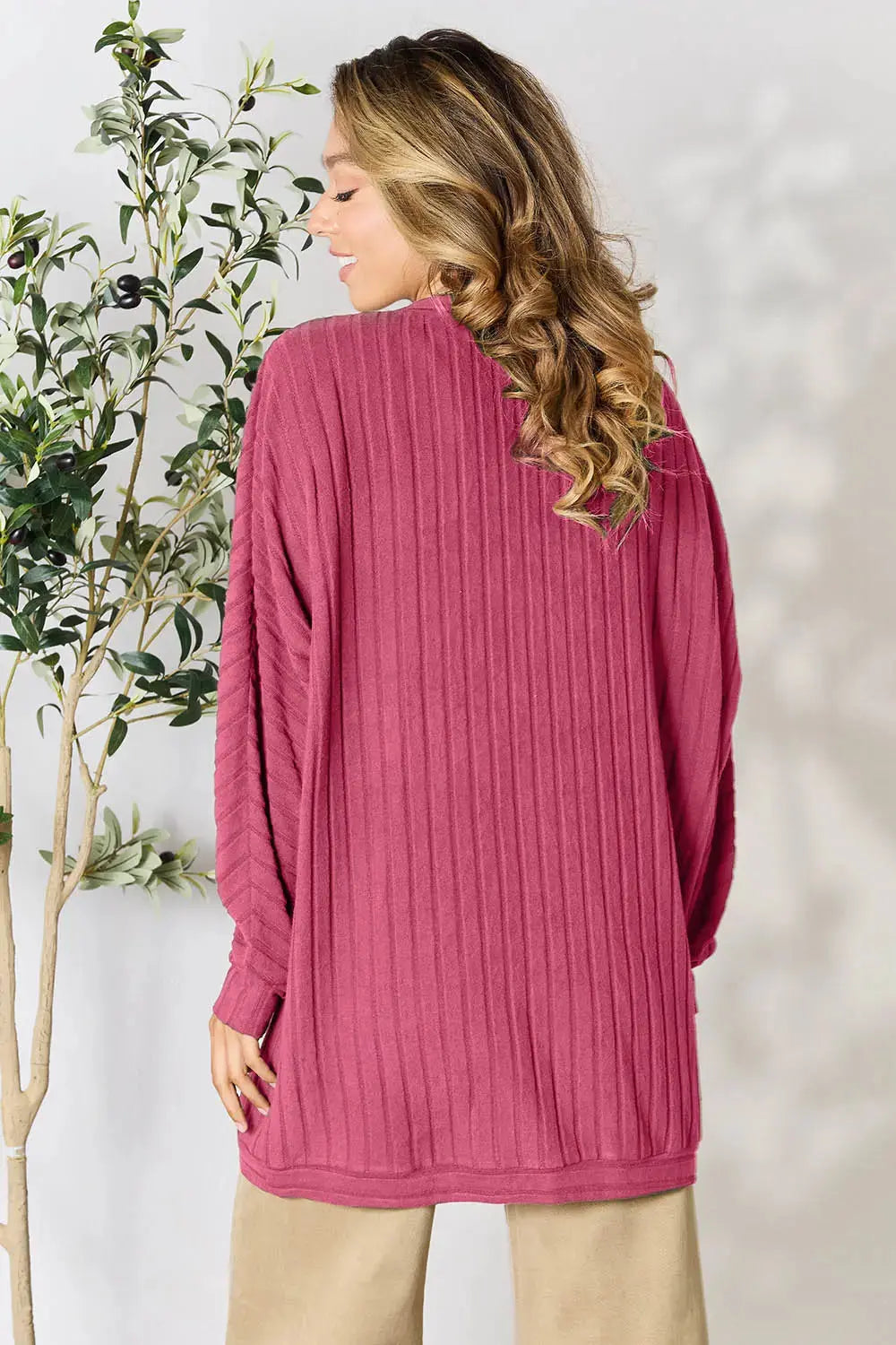 Basic Bae Full Size Ribbed Cocoon Cardigan  Style Ratio