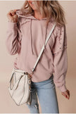 Drawstring Studded Shoulder Hoodie  Style Ratio