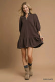 Umgee French Terry Ruffle Hem Dress with Plaid Trim  Style Ratio