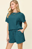Double Take Short Sleeve Shirt and Drawstring Shorts Set  Style Ratio