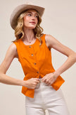 SO ME Slim Fit Button Front Game Day Color Denim Vest Top  Style Ratio