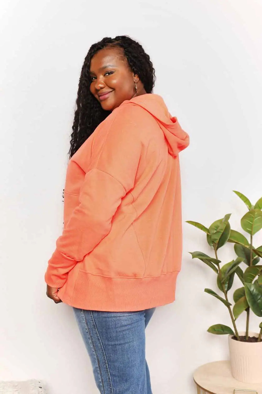 Double Take Quarter-Snap Dropped Shoulder Hoodie  Style Ratio