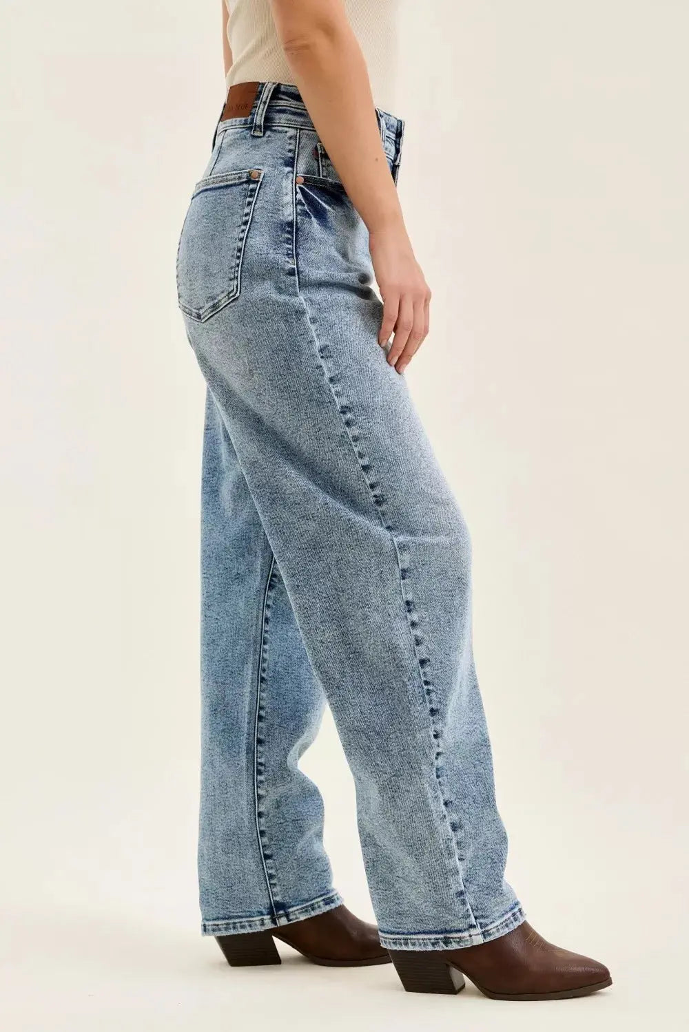 Judy Blue Full Size High Waist Marlow Arc Leg Jeans with Double Waistband  Style Ratio