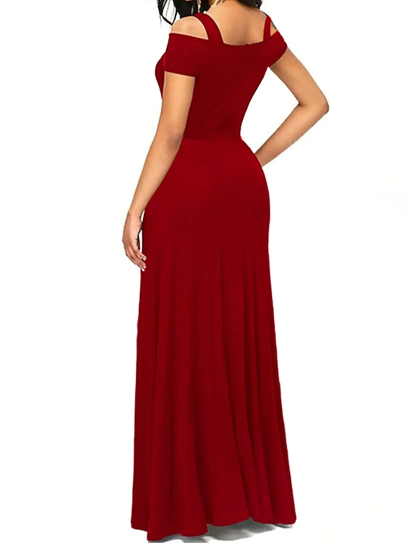 Elegant Off-Shoulder Slit Maxi Dress  Style Ratio
