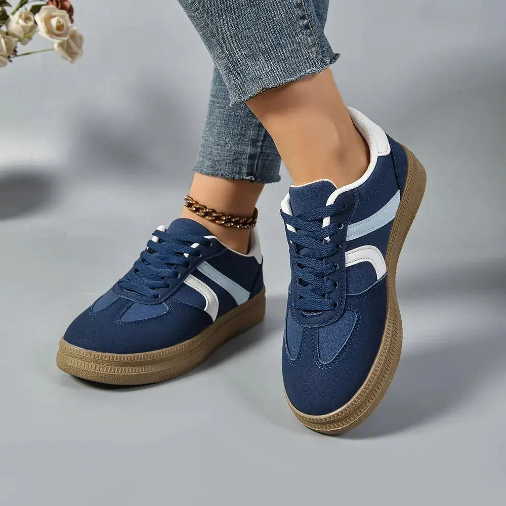 Lace Up Round Toe Contrast Sneakers  Style Ratio