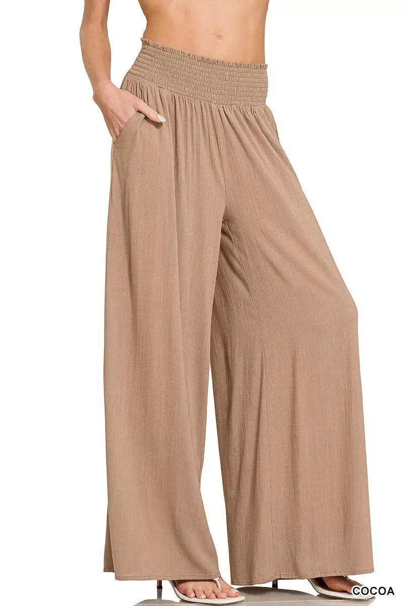 Zenana Smocked Waistband Wide Leg Lounge Pants  Style Ratio