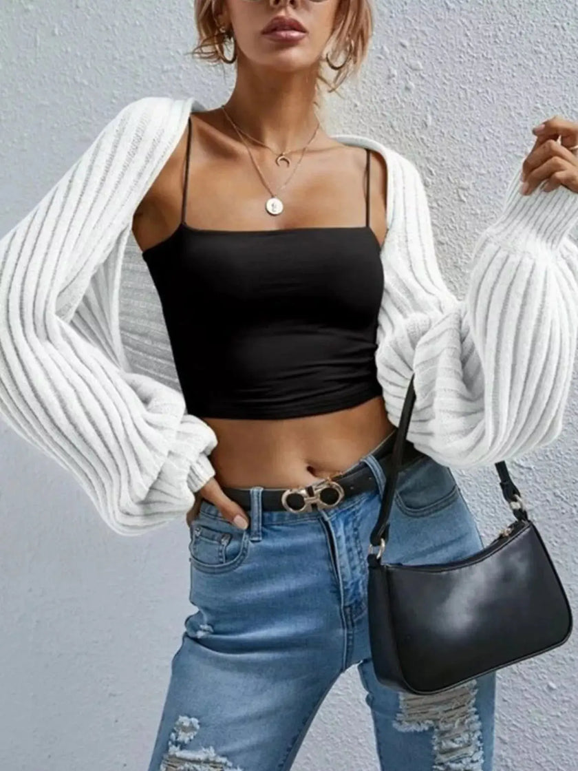 Cropped Ribbed Knit Cardigan  Style Ratio