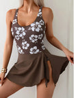 Printed Scoop Neck Wide Strap One-Piece Swimwear  Style Ratio