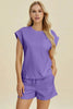 Double Take Full Size Pocketed Texture Round Neck Top and Shorts Set  Style Ratio