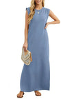 Full Size Slit Round Neck Sleeveless Maxi Tank Dress  Style Ratio