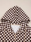 Checkered Drawstring Hoodie and Pants Set  Style Ratio