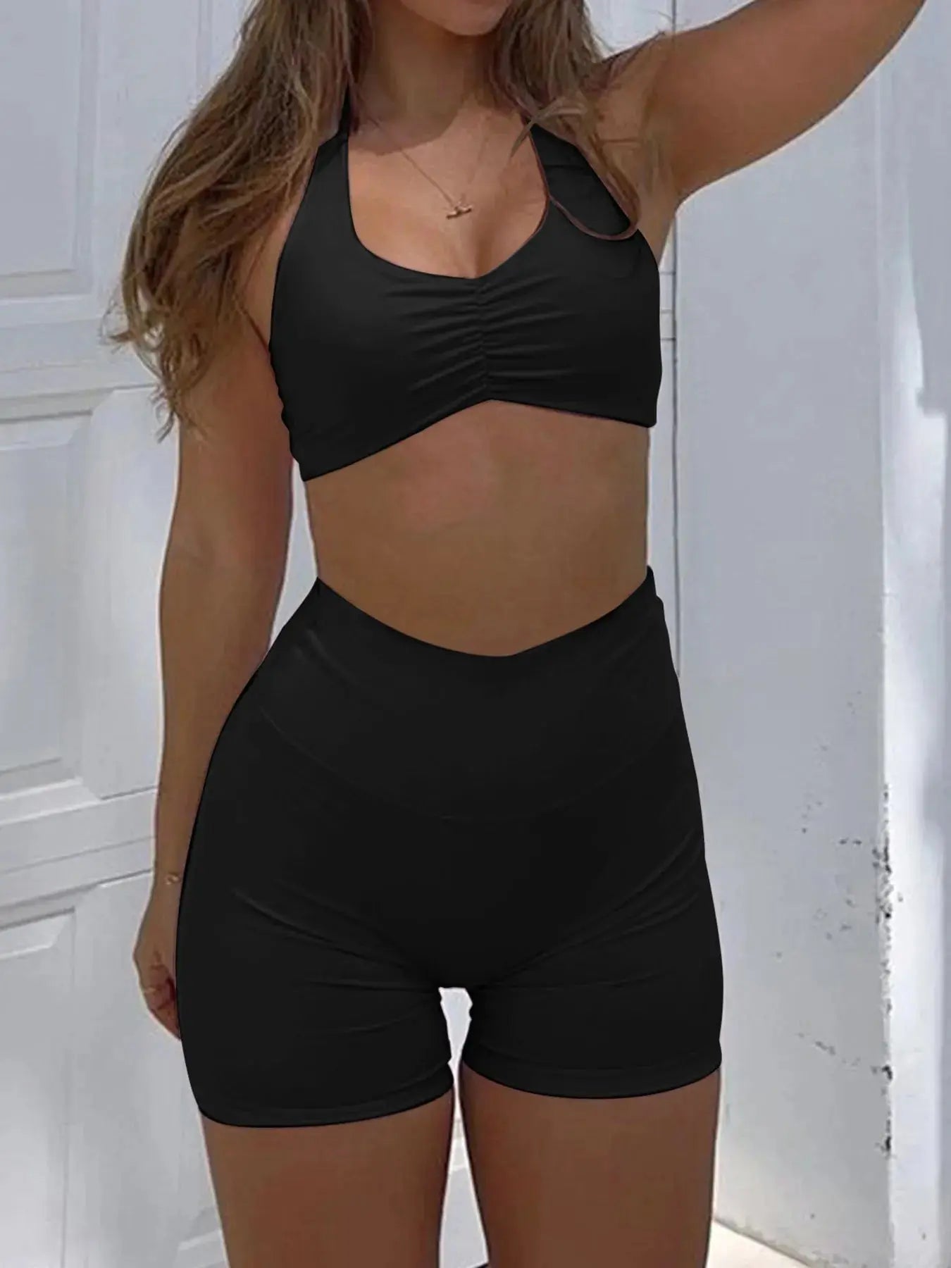 Halter Neck Cami and Shorts Active Set  Style Ratio