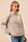 BiBi Two Tone Rib Textured Knit Collared Top with Zip Up  Style Ratio