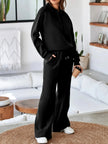 Collared Sweatshirt and High Waist Pants Active Set  Style Ratio