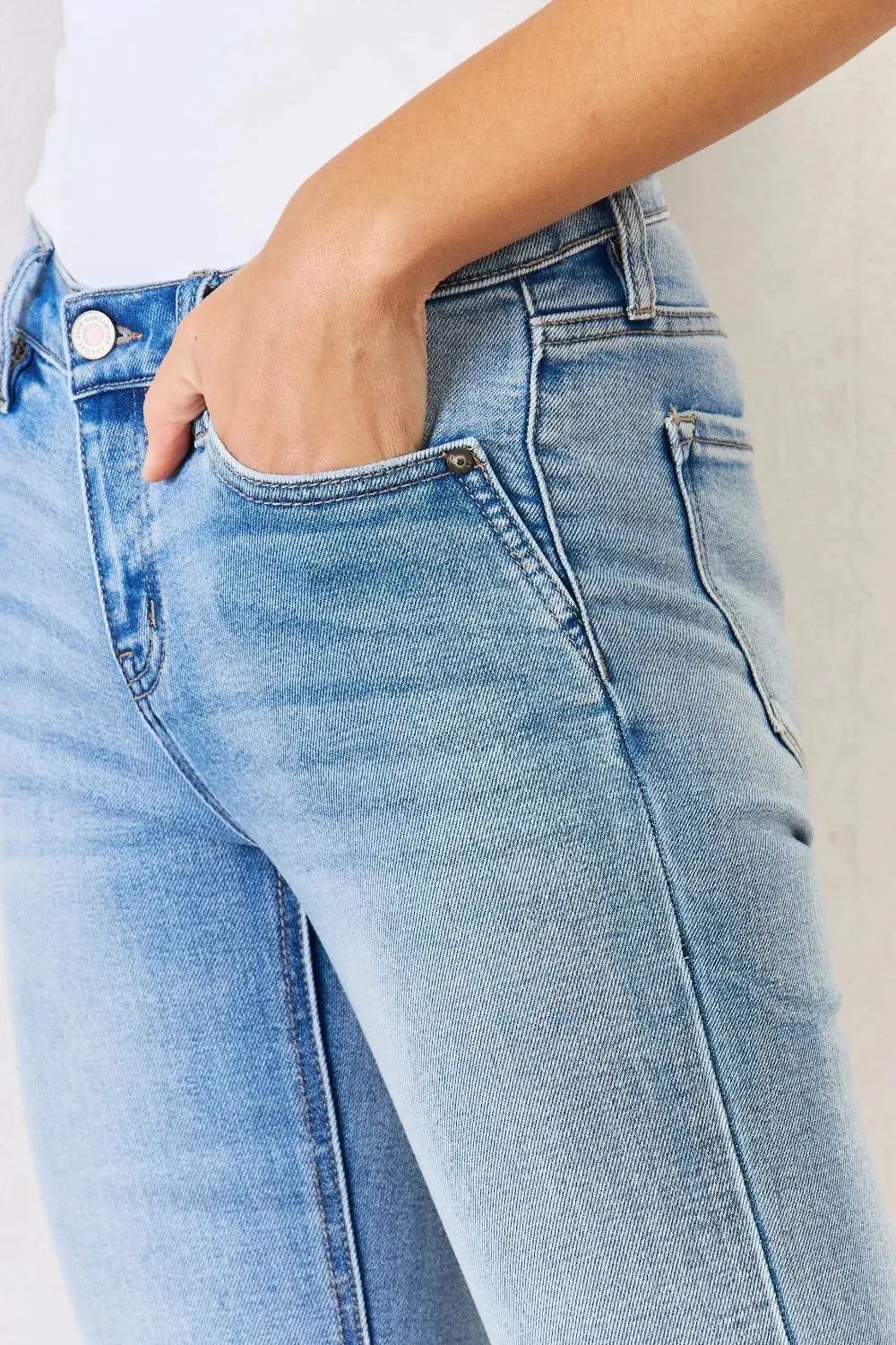 Kancan Full Size Mid Rise Y2K Slit Bootcut Jeans  Style Ratio