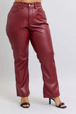 Judy Blue Full Size High Waist Tummy Control Faux Leather Straight Pants  Style Ratio