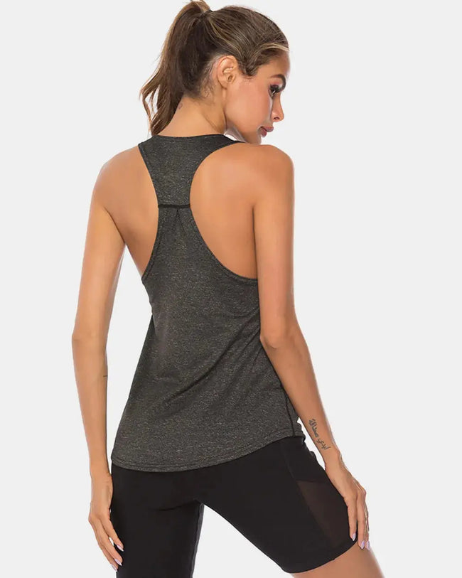 Full Size Scoop Neck Wide Strap Active Tank  Style Ratio