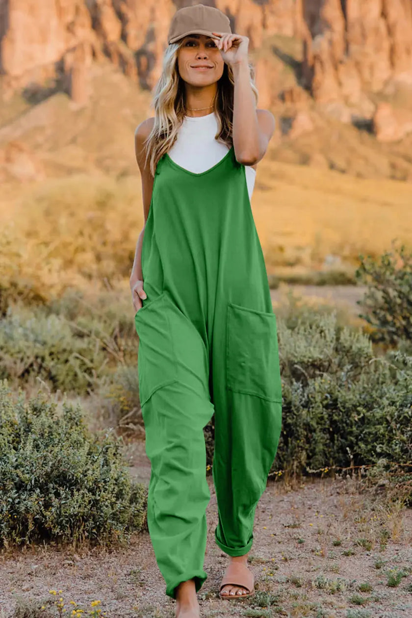 Double Take V Neck Sleeveless Jumpsuit with Pockets  Style Ratio