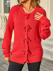 Ribbed Knit Bow Tie Cardigan  Style Ratio