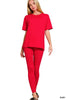 Zenana Full Size Brushed Microfiber Short Sleeve Top and Pants Loungewear  Style Ratio