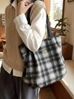 Plaid Pattern Casual Tote Bag  Style Ratio