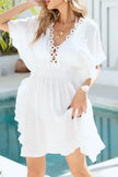 Ruffled Smocked Waist V-Neck Cover-Up  Style Ratio