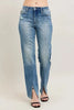 Judy Blue Full Size High Waist Vintage Wash Front Seam & Slit Straight Plus Size  Style Ratio