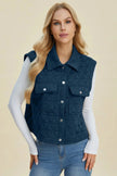 Double Take Full Size Pocketed Texture Snap Down Vest Coat  Style Ratio