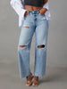 Distressed Straight Leg Jeans with Pockets  Style Ratio