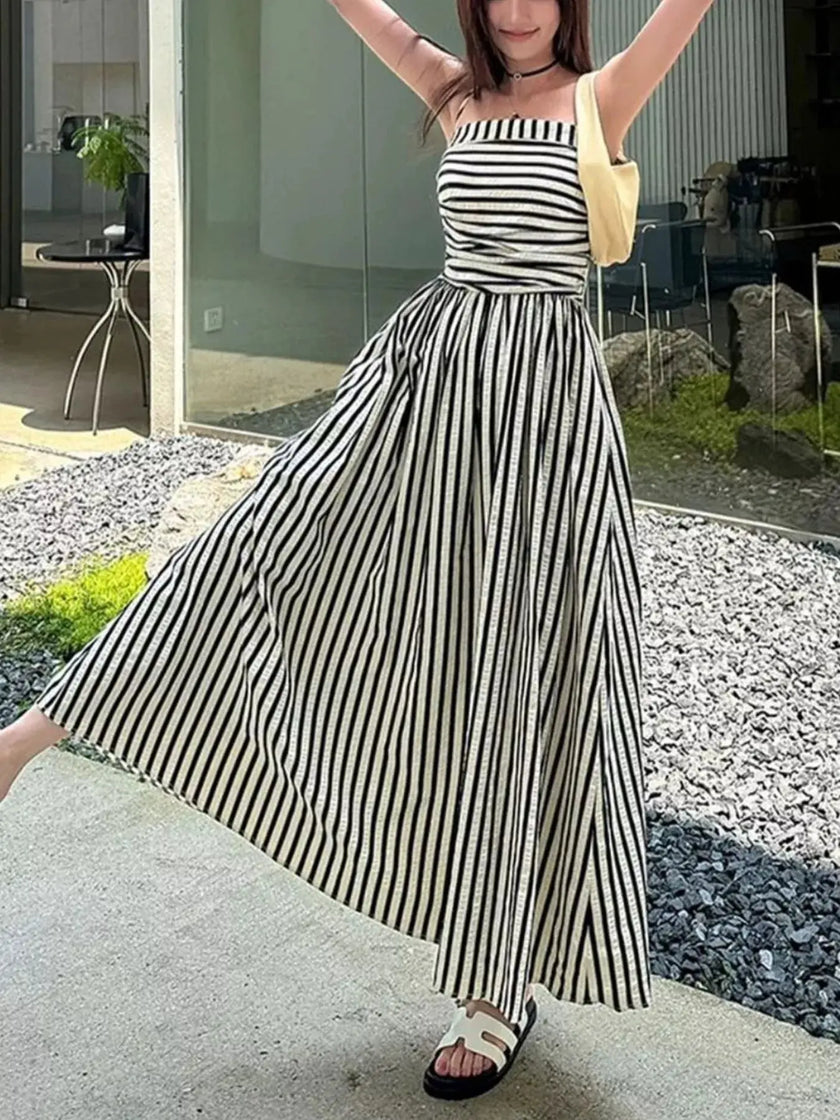 Striped Spaghetti Strap Casual Maxi Dress  Style Ratio