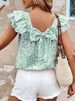 Floral Print Ruffle Trim Blouse  Style Ratio