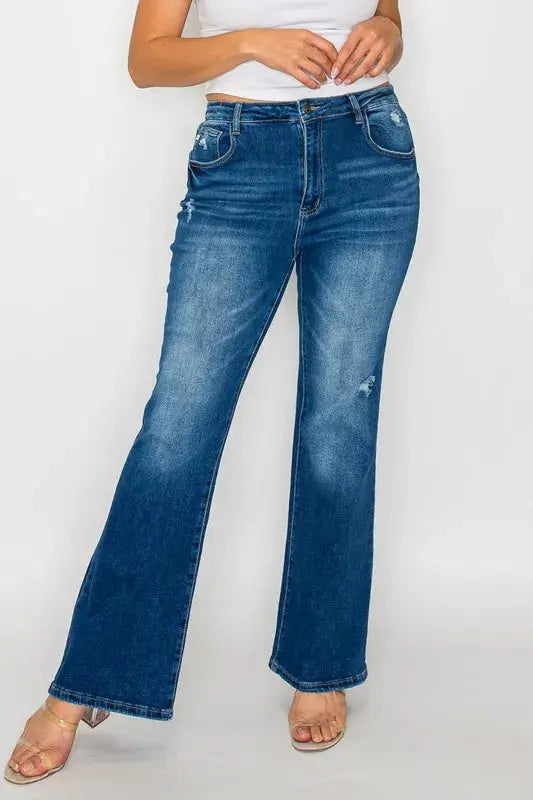 bytos Full Size High Rise Bootcut Jeans with Pockets  Style Ratio