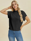 Double Take Full Size Mock Neck Short Sleeve Sweater  Style Ratio