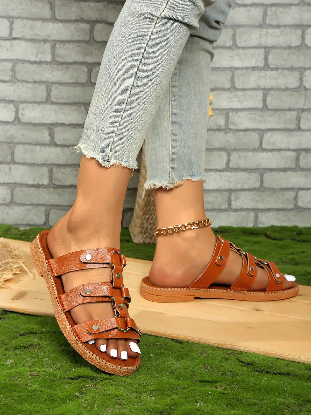 Studded Open Toe Sandals  Style Ratio