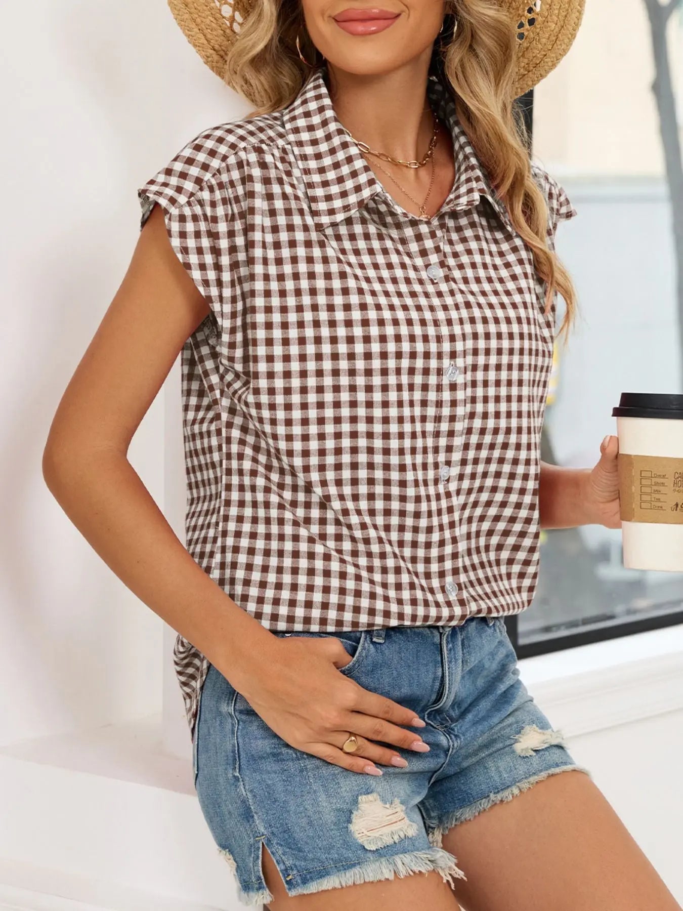 Gingham Button Down Short Sleeve Shirt  Style Ratio