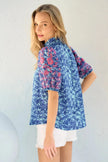 Hailey & Co Embroidered Puff Sleeve Printed Blouse  Style Ratio