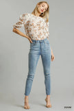 Umgee 5-Pockets Distressed Detail Stretch Denim Skinny Jeans with Unfinished Hem  Style Ratio