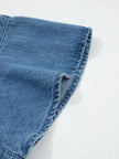 Ruffled Short Sleeve Denim Shirt  Style Ratio