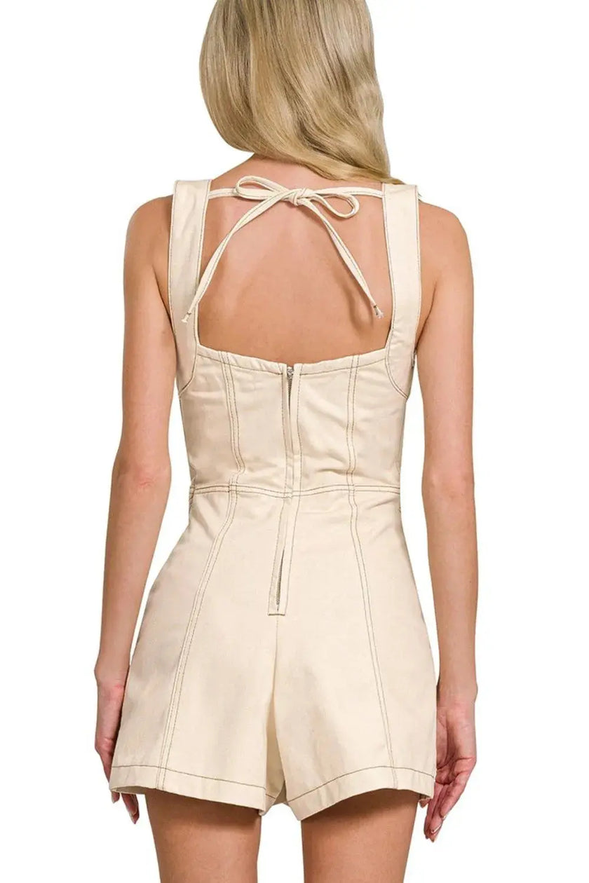 Zenana Tie Back Romper  Style Ratio