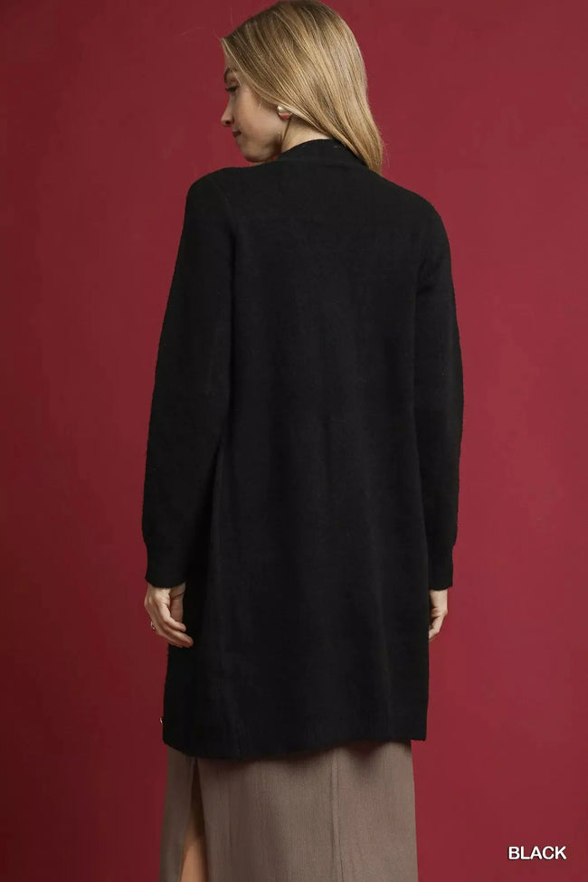 Umgee Button-Down Longline Sweater Cardigan with Front Pockets  Style Ratio