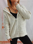Zip Up Drawstring Long Sleeve Hooded Sweater  Style Ratio